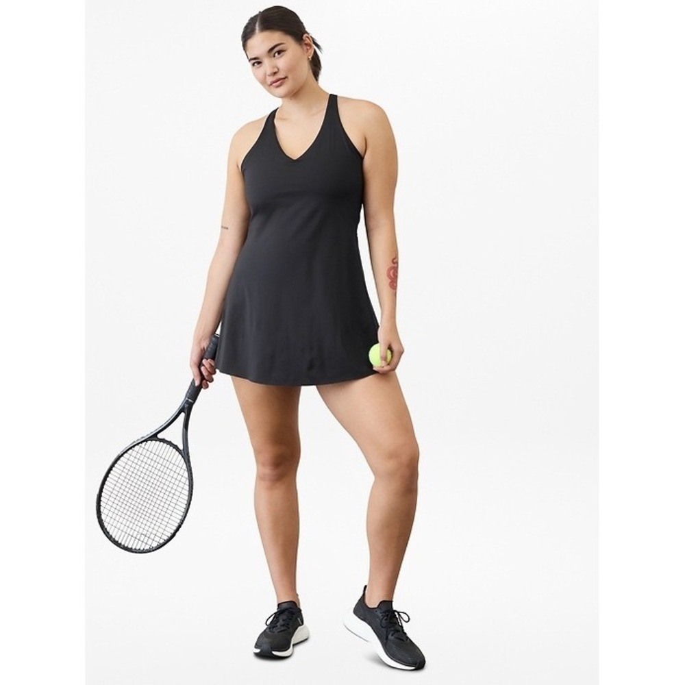 Athleta Ace Advantage Tennis Dress Black Racerback Size S
